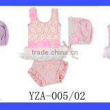 Wholesale Children Peach Young Girl Kids Beach Clothes Pink Swimwear Matching Swim Shorts Diaper thumbnail-6