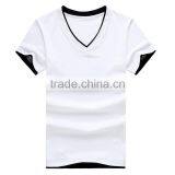 Plain Round Neck Hot Basic V-neck 100% Ring Spun Cotton T-shirt thumbnail-3