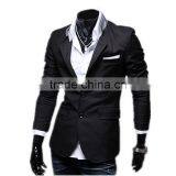Mens Korean Slim Fit Fashion Blazer Suit Jacket Black Gray Red Size M to 2XL Male Blazers Mens Coat Wedding Dress thumbnail-6