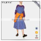 2016 Fashion Halter off Shoulder A-line Stripe Dress Woman Dress thumbnail-2