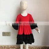 Mjy-161Custom High Quality Cheap Red O-neck Short Sleeve Cotton Blank Children Nice Girl Dress thumbnail-1