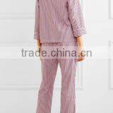 Custom 2017 Striped Cotton Pajama Set Wholesale Women Nightwear Sleepwear Ladies Nightwear Pajama Sets thumbnail-3