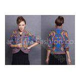Fashion V Neck Jacquard Sweaters With 3/4 Sleeve , Womens Cardigan Sweaters