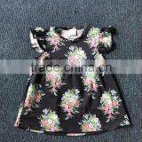 Baby Clothes Fashion Girl Dress Kids Flower Printed Children Frocks Designs Knitted Ruffle Dress thumbnail-1