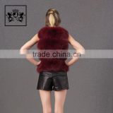 Winter warm knitted fox fur vest real fox fur gilet for women