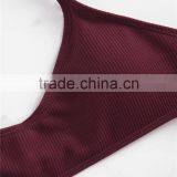 Ruffle Lady Ribbed Swimsuit Halter Top Bikini High Waist thumbnail-4