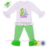 2019 Spring Baby Long Sleeve Shirt Green White Strip Pant Kid Boutique Persnickety Remake Easter Clothes Wholesale Smocked Cloth thumbnail-1