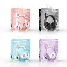 Headset Bluetooth Compatible Headset Wireless LED Girl Stereo Foldable Sports Headset Microphone Headset Cute Cat Ears thumbnail-5
