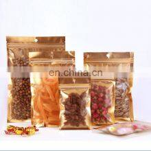 Gold Mylar Zipper Lock Resealable Bag Smell Proof Food Storage Metallic Foil Airtight Front Clear Plastic Candy Packaging Pouch thumbnail-1