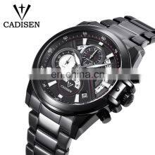 CADISEN 9016G Mens Chronograph Fashion Leather Steel Strap Quartz Watches Date Day Designer Classic Luxury Watch
