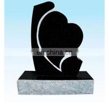 Black Heart Shape Granite Carving Tombstone Monument