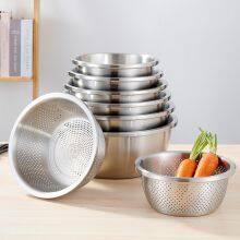 304 Stainless Steel Multi-purpose Dish Mixing Bowl Salad Bowl Kitchen Dish Set Basin thumbnail-3