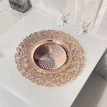 New European Style 13 Inch Round Wedding Party Table Decoration Gold Silver Flower Pattern Plastic Charger Plates