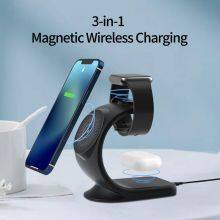 Premium 3 In 1 Magnetic Wireless Cable Charger 15W Wireless Charger For Apple Cell Phones thumbnail-4