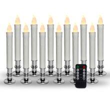 Christmas Candlesticks Automatictimer Remote Control Silver Removable Holders Window Wick Candles thumbnail-4