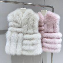 Family Limited SAGA White Fox Whole-Skinned Back Fur Vest Women High-end Hand-Clamped Leather Craft Winter Fox Fur thumbnail-1