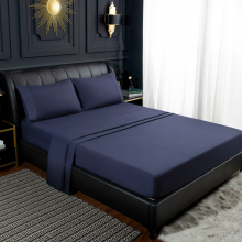 Solid Dark Blue Full Queen,king,twin,red Bedsheet Set With Lace Bedsheet thumbnail-2