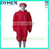 Red Medical Lab Coat With Knitted Cuff