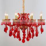 9 Lights Orange Colored Modern Led Crystal Chandelier for Home thumbnail-5