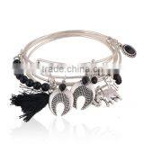 Custom Jewelry Factory OEM Friendship Silver Bangle Bracelets With Charms