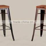 Vintage Industrial Stripped and Polished Meta French Style Cafe Bar Stool thumbnail-4