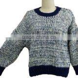 Roving Yarn With Mohair Like Acrylic,chunky,malange Effect,contrast Color,ladies' Pullover thumbnail-1