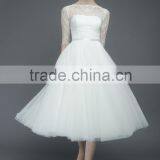 (MY2503) MARRY YOU 2016 Short Wedding Dress Half Sleeve V Back Bodice Elgant Lace Tea Length Wedding Dresses thumbnail-1