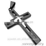Two Tone Black Plated Stainless Steel Cross Pendant Necklace