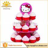 Hello Kitty Cute Tiered Cardboard Cupcake Stand For Girls Party Cake Decoration thumbnail-3