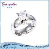 OEM Manufacturer Women's Silver Stainless Steel Single Diamond Ring thumbnail-1