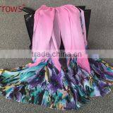2016 Fashion Ladies Flower Print Chiffon Viscose Fashion Scarf Shawls and Stoles Solid Color thumbnail-4