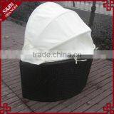 Pet Furniture All Weather Black Wicker Woven Luxury Pet Bed With Canopy thumbnail-3