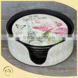 S/7 Round Plastic Coster, Rose &Butterfly Cup Coaster Holder thumbnail-1