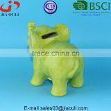 BSCI Audit Factory Glazed Light Green Ceramic Elephant Bank, Child to Cherish Coin Bank thumbnail-3