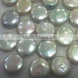 8-9 mm White Coin Shape Freshwater Loose Pearl Beads thumbnail-1