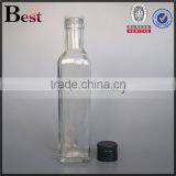 250ml 500ml Clear Empty Aluminum Cap Square Marasca Glass Bottle Olive Oil Bottle Cooking Oil Screen Printing Wholesale thumbnail-2