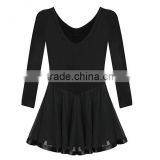 Kids Dancing Costumes Classic Ruffle Black Long Flutter Sleeve Ballet Gymnastics Wholesale Dance Leotards thumbnail-3