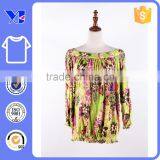 Loose Floral Print Off Neck Ladies Long Sleeve Blouse Designs thumbnail-2