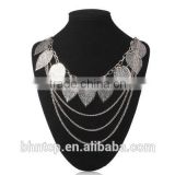 Fashion Bohemia Style Leaves Pendant Necklace Jewelry Neck Decor for Ladies (Silver)