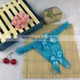 Stock Wholesale New 2016 Women's Bowknot Open Crotch Hipster Lace Briefs Panties Lace Thong Lingerie Crotchless T Panties Linger thumbnail-4