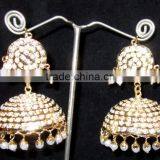 JADAU GOLD PLATED Dangler JHUMKA TEMPLE EARRINGS Real Look thumbnail-1