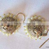 Antique Gold Tone Jhumka Pearl Bollywood Dangler EARRINGS thumbnail-3