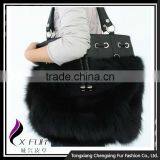 CX-H-10B High Quality Fashion Leather Handbags Women Real Fox Fur Ladies Hand Bag thumbnail-5