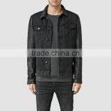 Custom Jacket Leather Sleeves Mens Plain Denim Jacket for Men thumbnail-1