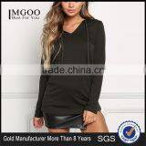 MGOO Factory Custom 2017 V Neck 100% Cotton Sweaters Olive Hooded Jersey Plain V Neck Long Sleeves thumbnail-1