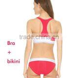 Custom Your Own Brand Logo Design Elastic Band Bra Bikini Lady Briefs Women 95%Cotton 5%Spandex Bralette Sport Crop Tank Top thumbnail-3