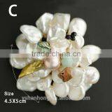 Handmade Multi Layer Organic Natural Freshwater Pearls Flower Brooch Wholesale thumbnail-4