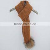 Myfur 2016 Wholesale Genuine Raccoon Fur Pom Poms Winter Knit Scarf thumbnail-2