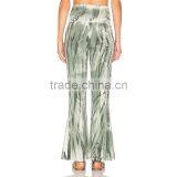 Green Tie Dye Flare Pants Boho Ladies Bell Bottom Trousers Cutting thumbnail-3