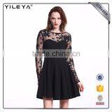 Customizable Pleated High Waist Black Lace Dresss thumbnail-5